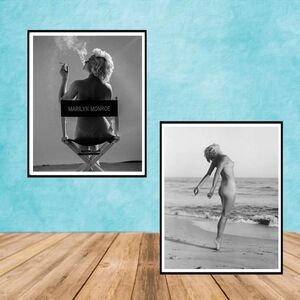 Marilyn Monroe Vintage Black and White prints Framed Set Nude Wall Decor